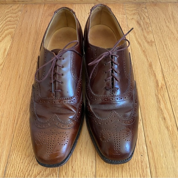 Nettleton Wingtip Dress Shoes Mens 8 Brown Leather Oxfords Formal Preppy Career main image 11